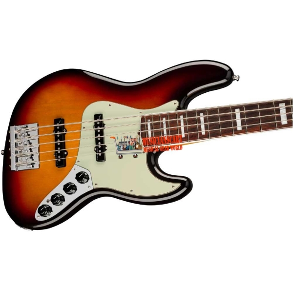 Fender American Ultra Jazz Bass Rosewood Fingerboard 5 String Bass Guitar with Elite Molded Hardshell Case Ultraburst 0199030712