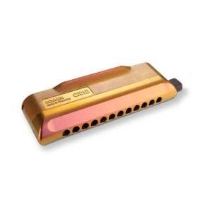 Hohner M754601 Chromatic CX12 Jazz Key C Gold Harmonica with Case