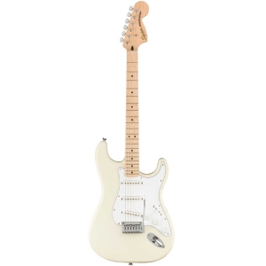 Fender Squier Affinity Stratocaster Indian Maple Fingerboard SSS Electric Guitar with Gig Bag Olympic White 0378002505