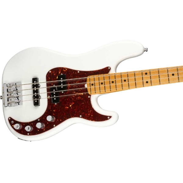 Fender American Ultra Precision Bass Maple Fingerboard Bass Guitar 4 String with Premium Molded Hardshell case Artic Pearl 0199012781