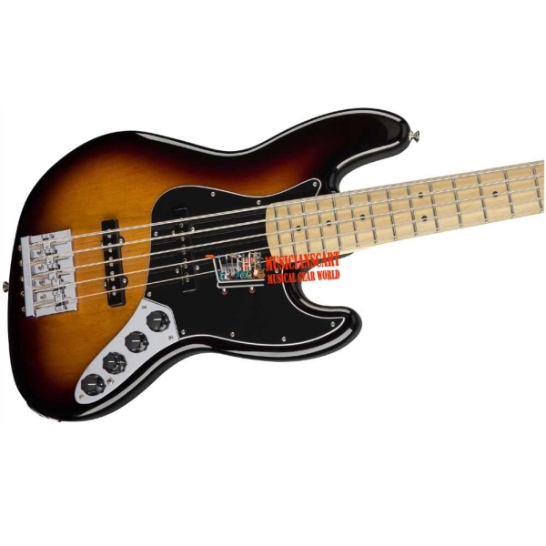 Fender Player Deluxe Active Jazz Bass V Maple Fingerboard SS Bass Guitar 5 String with Deluxe Gig Bag 3-Tone Sunburst 0143612300