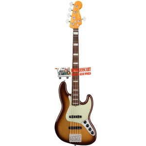 Fender American Ultra Jazz Bass Rosewood Fingerboard 5 String Bass Guitar with Elite Molded Hardshell Case Mocha Burst 0199030732