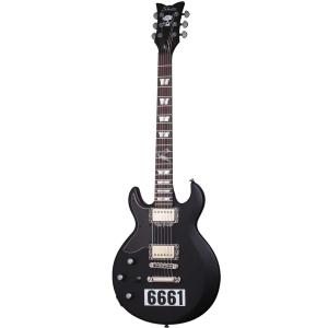 Schecter Zacky Vengeance 6661 LH Satin Black with 6661 Graphic 208 Left Handed Electric Guitar 6 String