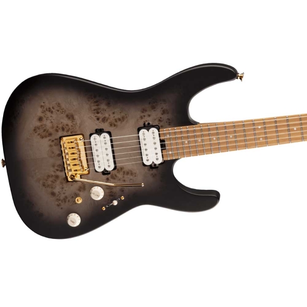 Charvel Pro-Mod DK24 HH 2PT CM Poplar Burl Caramelized Maple Fingerboard Electric Guitar Transparent Black Burst 2969411510