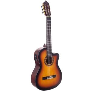 Valencia VC304CEASBT Antique Sunburst 4/4 Size 300 Series Cutaway Semi Acoustic Classical Guitar With Truss Rod