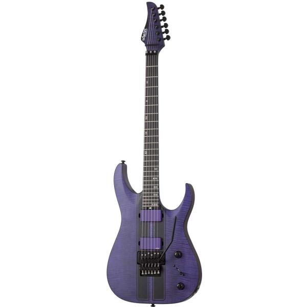 Schecter Banshee Satin Trans Purple with Black Racing Stripe Decal 1521 Electric Guitar 6 String