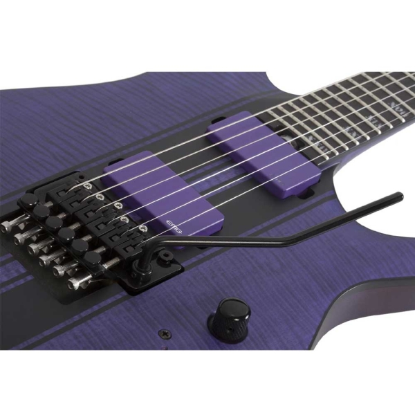 Schecter Banshee Satin Trans Purple with Black Racing Stripe Decal 1521 Electric Guitar 6 String