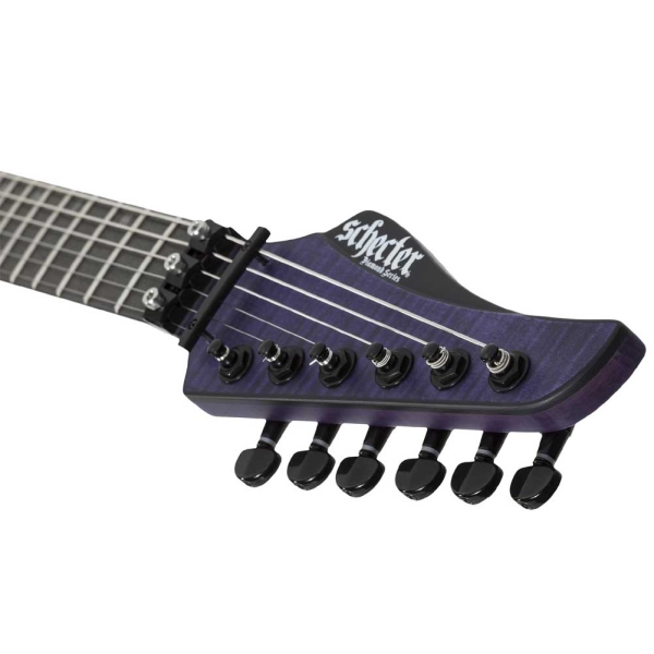 Schecter Banshee Satin Trans Purple with Black Racing Stripe Decal 1521 Electric Guitar 6 String