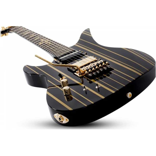 Schecter Synyster Gates Custom-S LH in Black Gold with Sustainiac 1745 Left Handed Electric Guitar 6 String