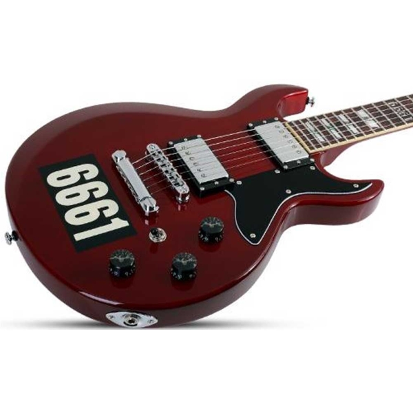 Schecter Zacky Vengeance Custom Reissue 26 See Thru Cherry with 6661 Graphic Electric Guitar