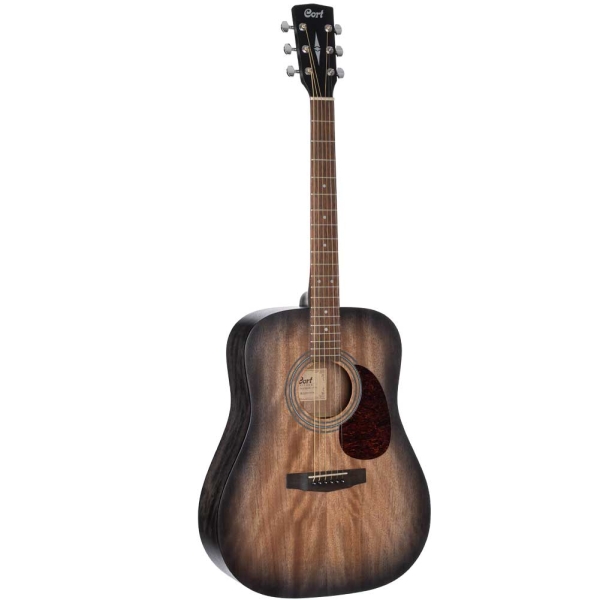 Cort Earth60M OPTB Open Pore Trans Black Burst Dreadnought Body Merbau Fingerboard Solid Mahogany Acoustic Guitar with Gig Bag