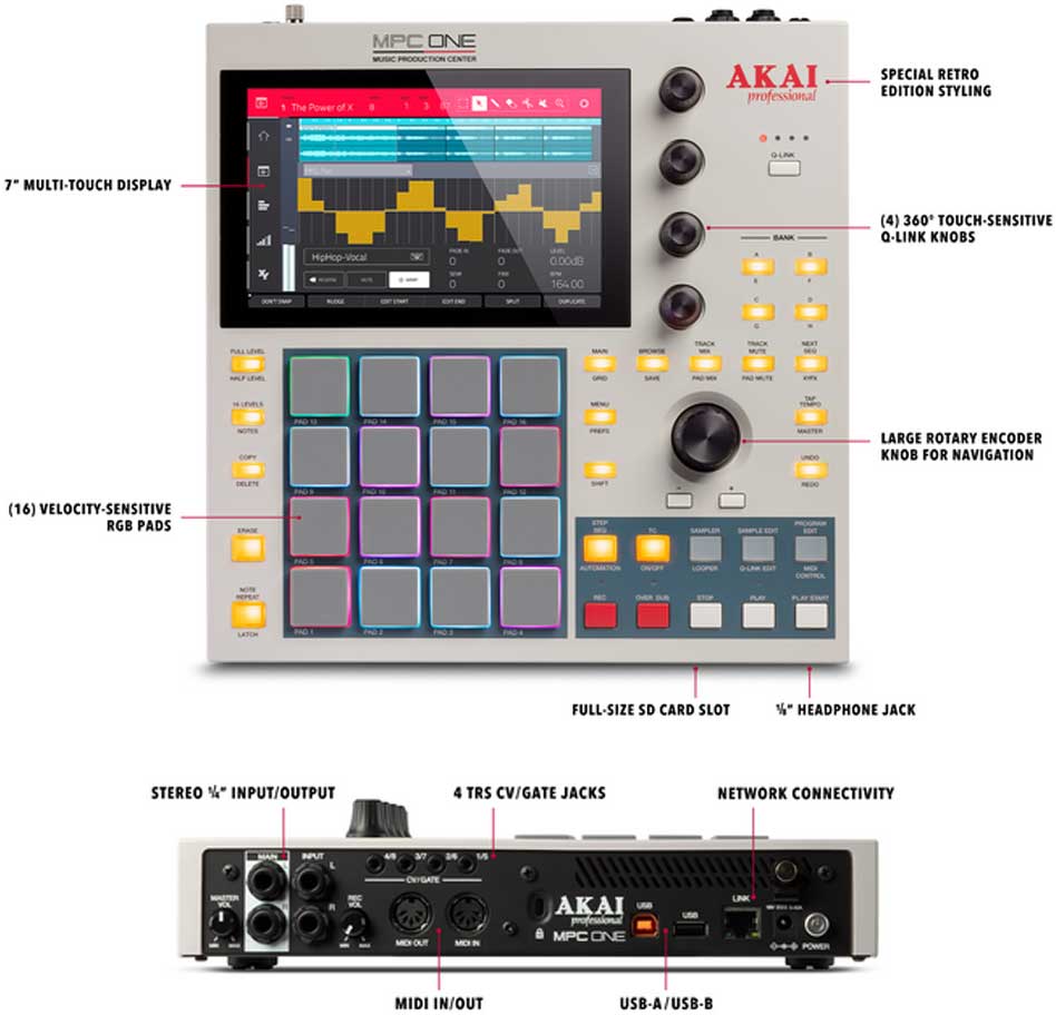 Akai Professional MPC One Retro Special Edition Standalone Sampler and  Sequencer - Musicians Cart