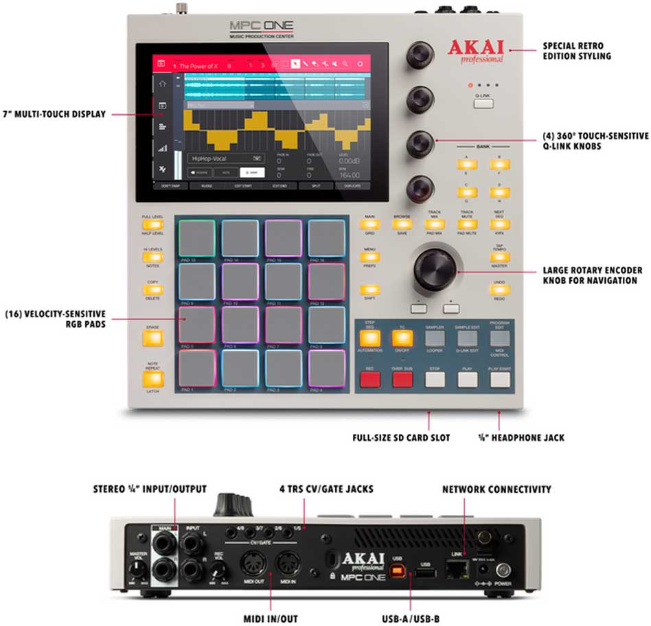 Akai Professional MPC One Retro Special Edition Standalone Sampler ...