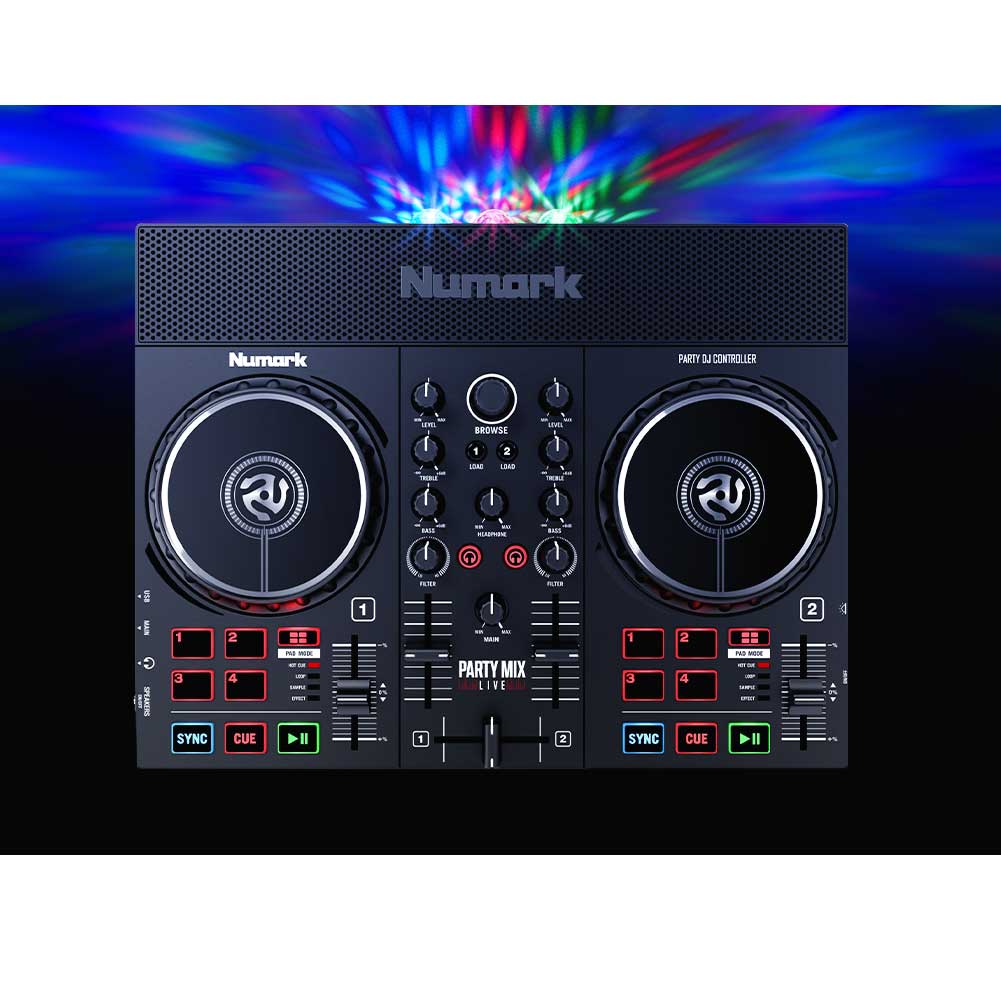 Numark Party Mix Live DJ Controller Built-In Light Show and Speakers - Musicians Cart
