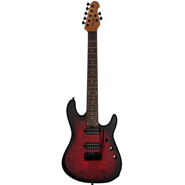 Sterling RICHARDSON 7 DSBS Dark Scarlet Burst Satin by Music Man Richardson Cutlass 7 String Electric Guitar with Gig Bag