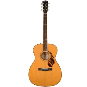 Fender PO-220E NAT Paramount Series Ovangkol Fingerboard Orchestra Electro Acoustic Guitar with Hardshell Case Natural 0970350321