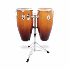 Toca 3100NF Elite Pro Series Wood Conga 11" & 11.75" Natural Fade Set with Double Stand