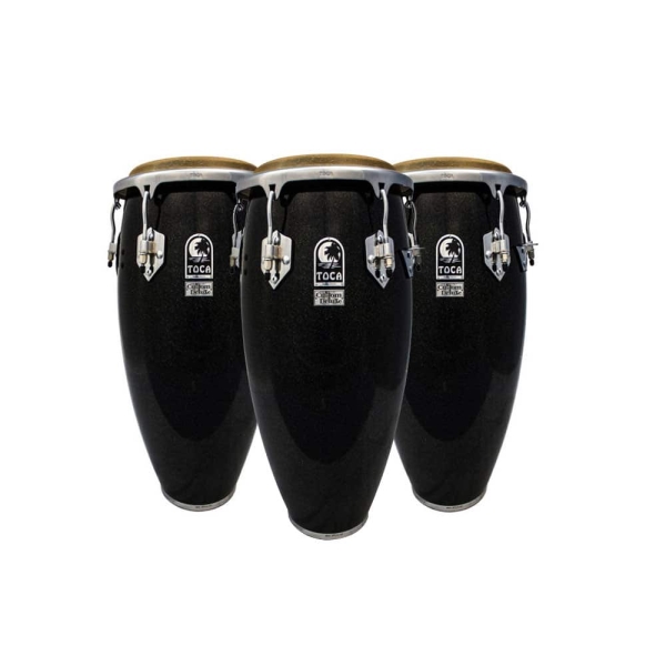 Toca 4611BKS Custom Deluxe Conga 11" & 11.75" & 12.5" Black Sparkle Set of 3 Pcs without stand
