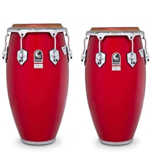 Toca 4611FR Custom Deluxe Fiberglass Conga 11" & 11.75" Set Red Sparkle without Stand