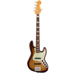 Fender American Ultra Jazz Bass Rosewood Fingerboard 5 String Bass Guitar with Elite Molded Hardshell Case Mocha Burst 0199030732.