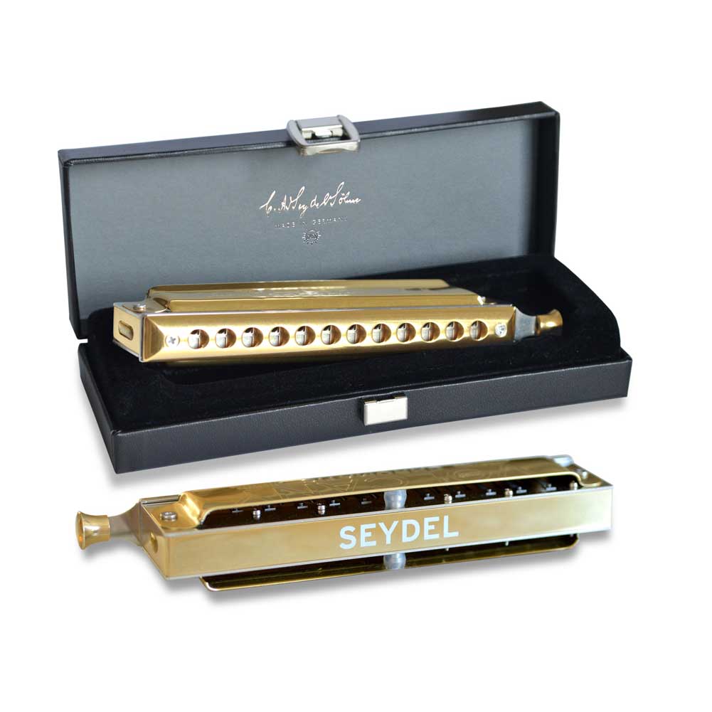 Seydel 56480C Volcany Solo Chromatic Harmonica Brass 12 Holes 3 Octaves Musicians Cart