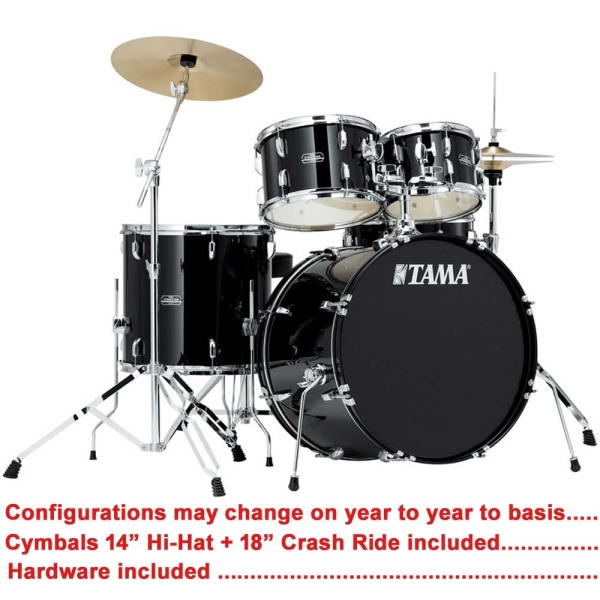 Tama Stagestar SG52KH5C BLK 5 Pcs 22" Drum Kit with 14"Hi-hat 18"Crash Ride Cymbals Hardware & Throne