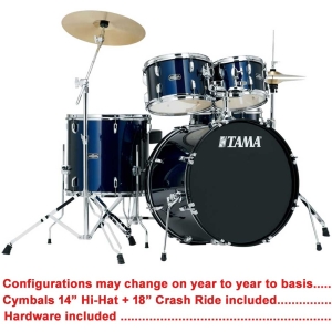 Tama Stagestar SG52KH5C DB 5 Pcs 22" Drum Kit with 14"Hi-hat 18"Crash Ride Cymbals Hardware & Throne