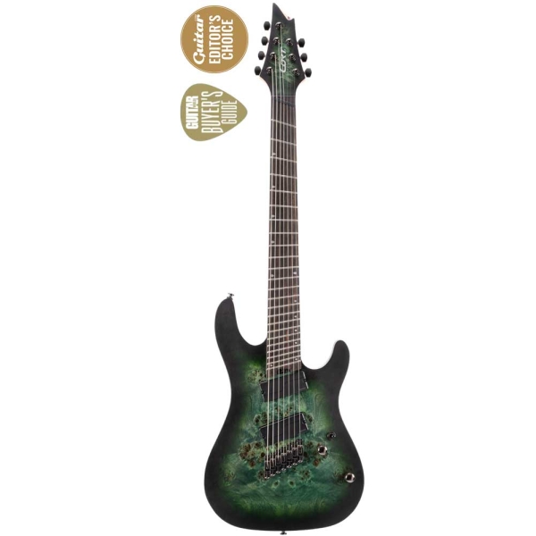 Cort KX507MS SDG Star Dust Green Macassar Ebony Fingerboard KX Series Multi-Scale Electric Guitar 7 Strings with Gig Bag