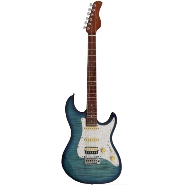 Sire Larry Carlton S7 FM TBL Signature series Flame Maple Top Roasted Maple Neck HSS Electric Guitar with Gig Bag Updated Transparent Blue Color