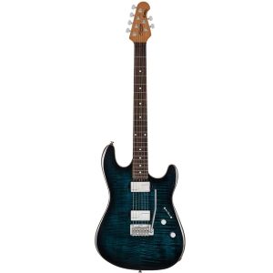 Sterling SABRE-DBB-R2 Deep Blue Burst Flame Maple Top by Music Man Sabre 6 String Electric Guitar with Gig Bag