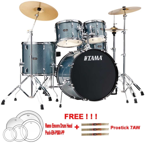 Tama Stagestar SG52KH5C SEMS 5 Pcs 22" Drum Kit with 14"Hi-hat 16"Crash Cymbals Throne Extra Drum Heads Drum Sticks & Hardware