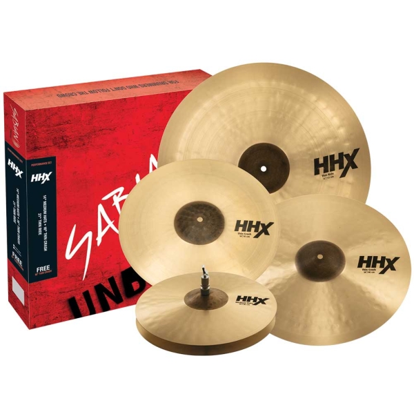 Sabian HHX Performance Set Pack 14″ Hi-Hat 16″ Thin Crash 21″ Ride Cymbals and Free 18" Crash 15005XTMN