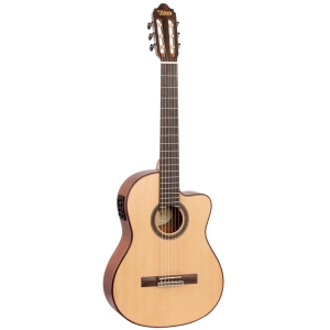 Valencia VC704CE Nat Solid Top 4/4 size 704 series Classical Guitar Cutway Electronics with Truss Rod