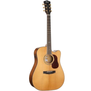 Cort GOLD DC6 NAT Dreadnought Cutaway Body Macassar Ebony Fingerboard Acoustic Guitar with Deluxe Soft-Side Case