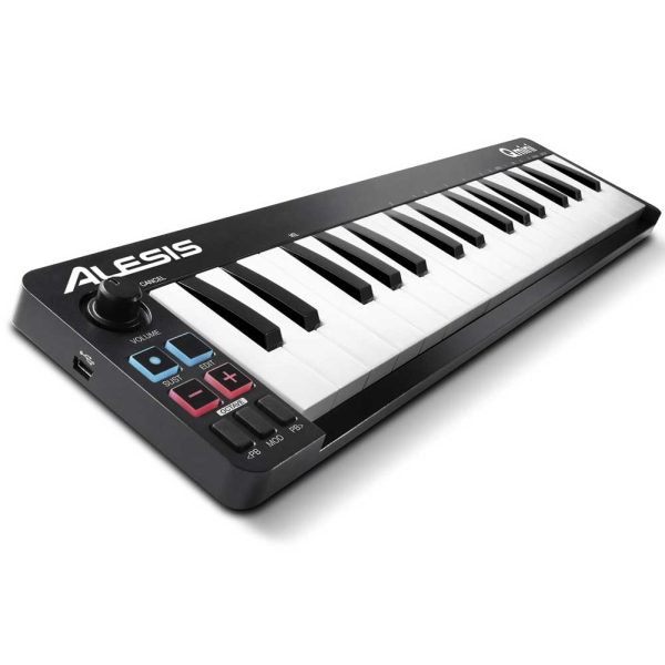 Alesis Q Mini Portable 32 Key USB MIDI Keyboard Controller with Velocity Sensitive Synth Action Keys and Music Production Software Included