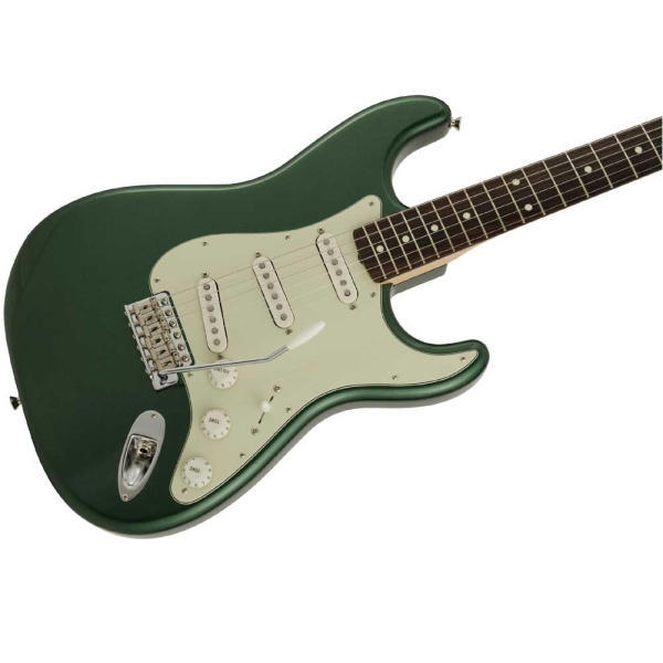 Fender Japanese Traditional 60s Stratocaster Rosewood Fingerboard SSS Electric Guitar with Gig Bag Aged Sherwood Green Metallic 5361200346
