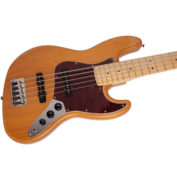 Fender Japanese Hybrid II Jazz Bass Rosewood Fingerboard SS 5 String Bass Guitar with Gig Bag Vintage Natural 5662202307