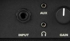 STEREO AUX IN AND HEADPHONE JACKS
