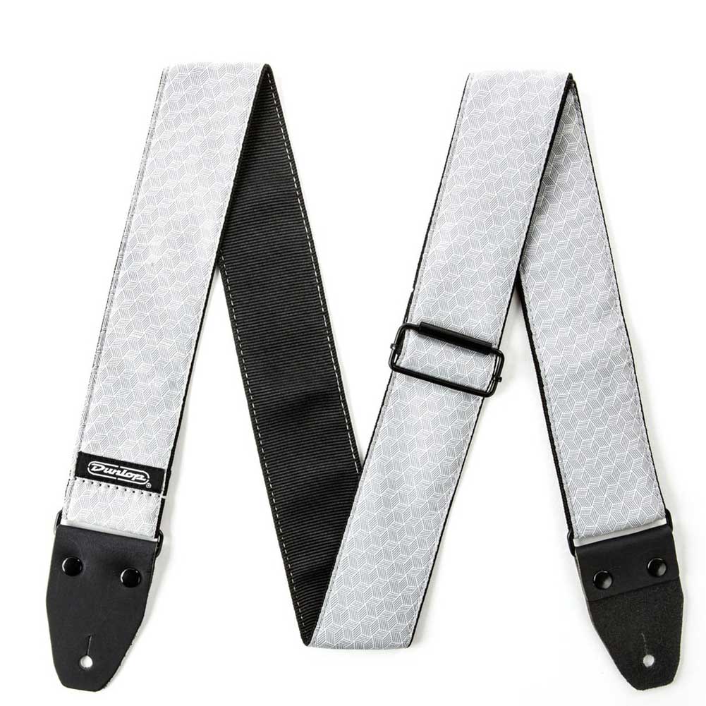 Jim Dunlop D6712 Jacquard Woven Cube Hatch Light Grey Designer Guitar Strap