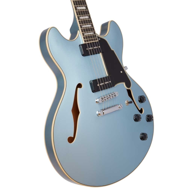 D`Angelico Premier DC Boardwalk Double Cutaway Semi Hollow Body with P-90 Electric Guitar with Gig Bag DAPDCIBMCSCB9EX