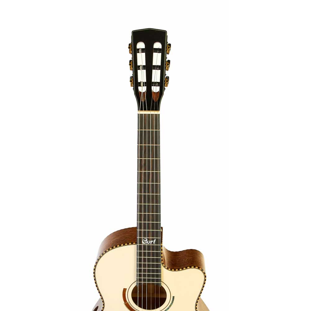 Cort Solencanto Limited Edition White Blonde Gloss Cutaway Body with Fishman S-Core Electro Acoustic Classical Guitar with Hardcase Cort Solencanto Limited Edition White Blonde Gloss Cutaway Body with Fishman S-Core Electro Acoustic Classical Guitar with Hardcase