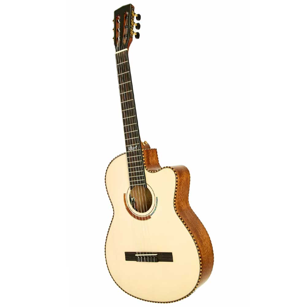 Cort Solencanto Limited Edition White Blonde Gloss Cutaway Body with Fishman S-Core Electro Acoustic Classical Guitar with Hardcase Cort Solencanto Limited Edition White Blonde Gloss Cutaway Body with Fishman S-Core Electro Acoustic Classical Guitar with Hardcase