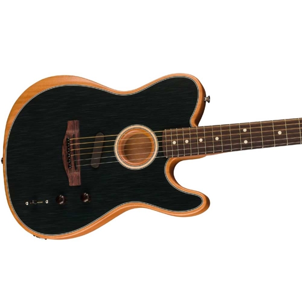 Fender Acoustasonic Player Telecaster Rosewood Fingerboard Electric Guitar with Deluxe 1225 Gig Bag Brushed Black 0972213239