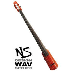 NS Design WAV Transparent Red Electric Upright Double Bass 4 String Bass Guitar NS WAV4-DB- TR-INT
