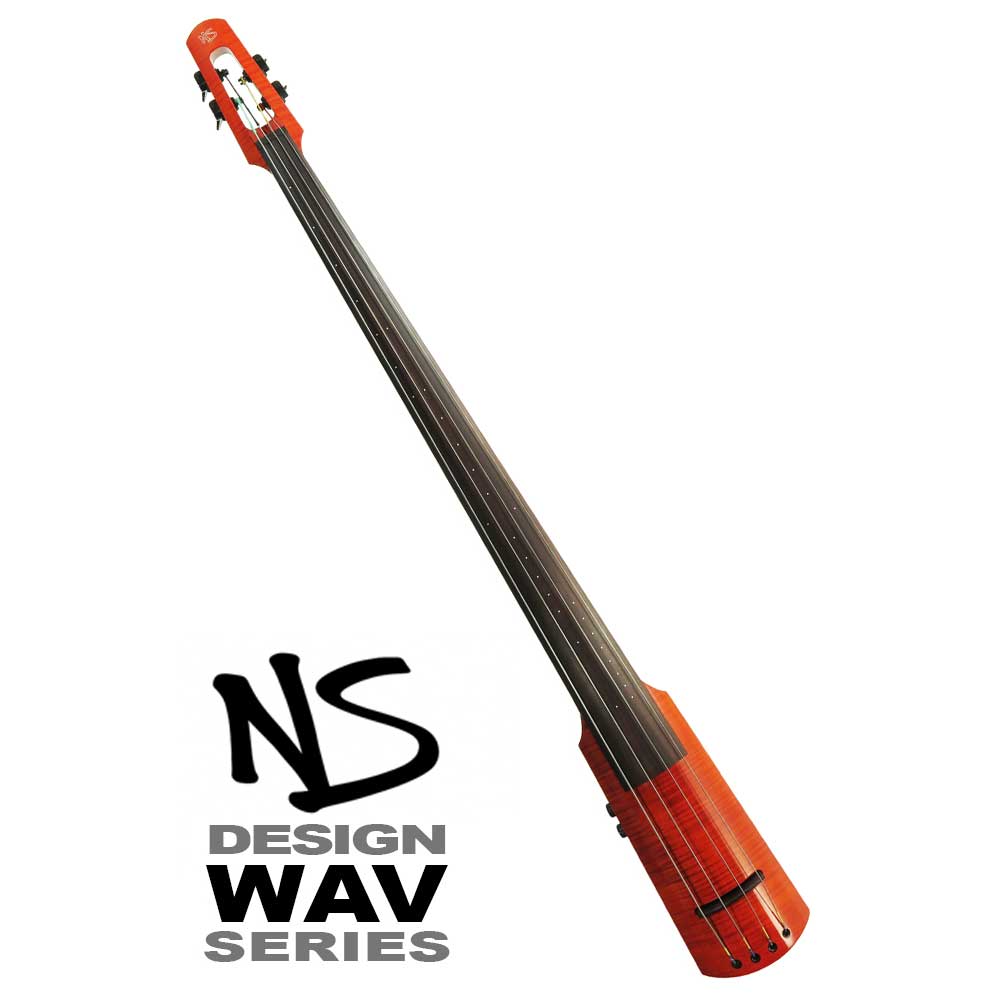 NS Design WAV Transparent Red Electric Upright Double Bass 4 String Bass Guitar NS WAV4 DB TR INT Musicians Cart