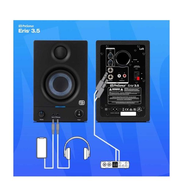 PreSonus Eris 3.5 2nd Gen 3.5 inch 50W Active Powered Studio Monitors Pair White Pair