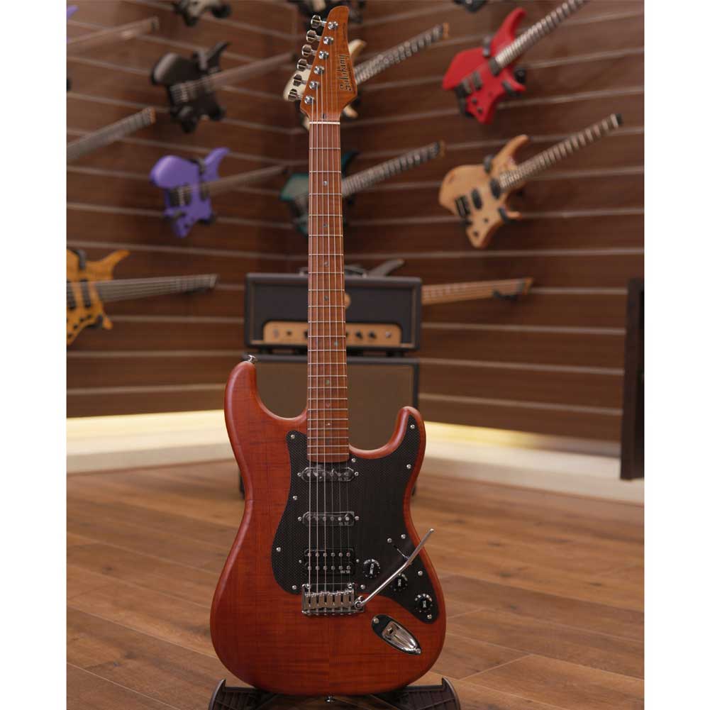 ギター Kingley Artisan Soloking MS-1 FM Artisan Elite with Roasted Flame Neck in Caramel