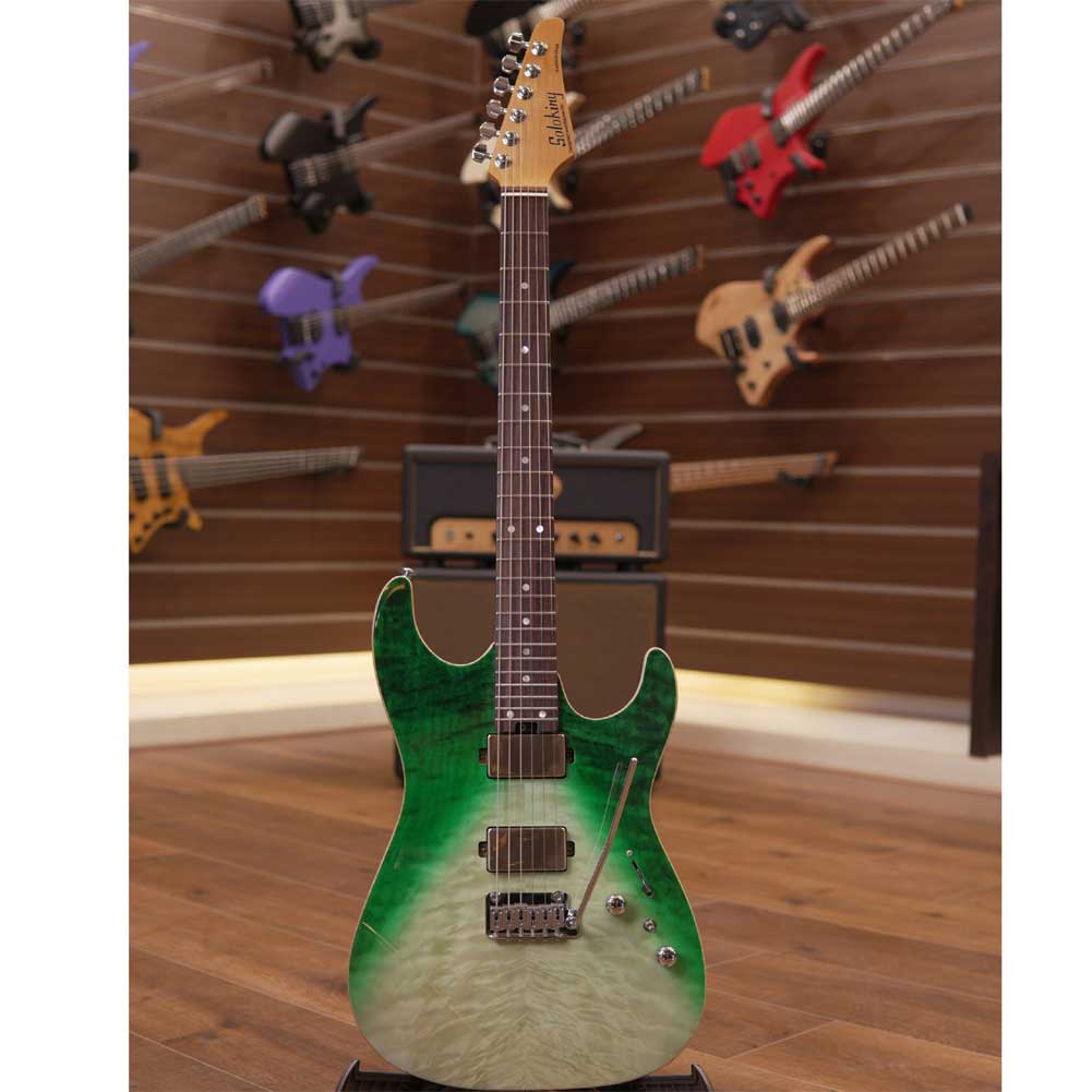 Soloking MS-1 TW Custom 24 HH Quilt with Rosewood Fretboard in Turquoise Wakesurf JESCAR with Gig Bag