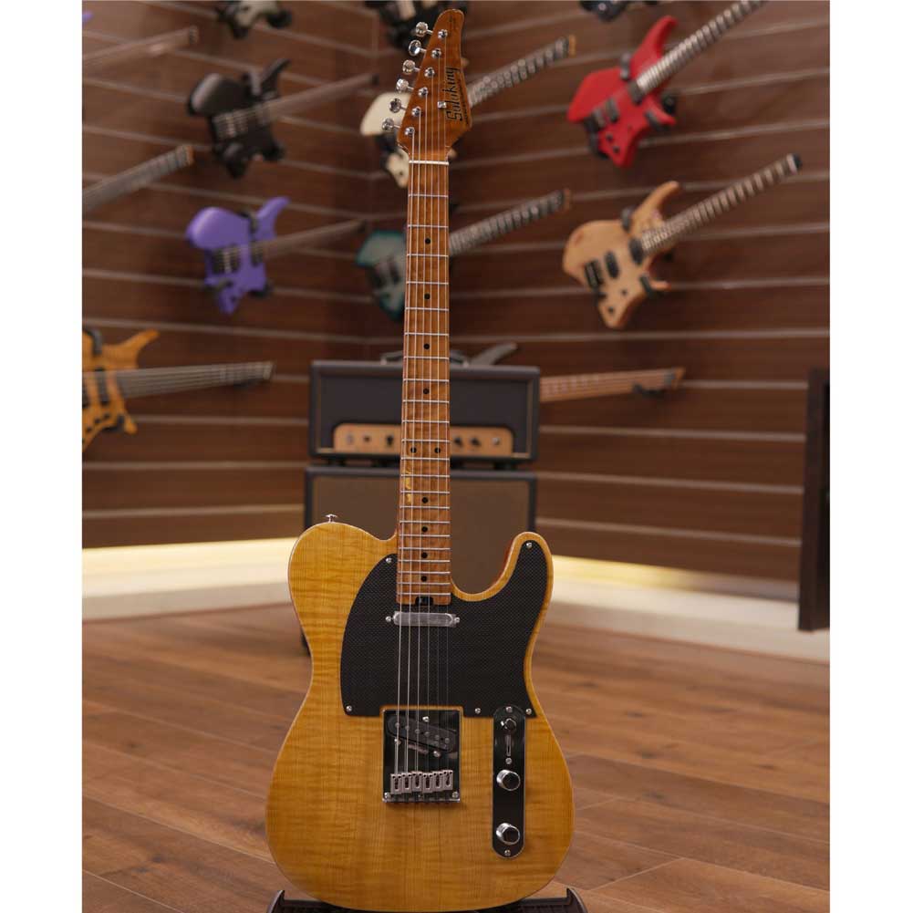 Soloking MT-1 FM 22 Artisan FMN with Roasted Flame Maple Neck in Amber with Gig Bag
