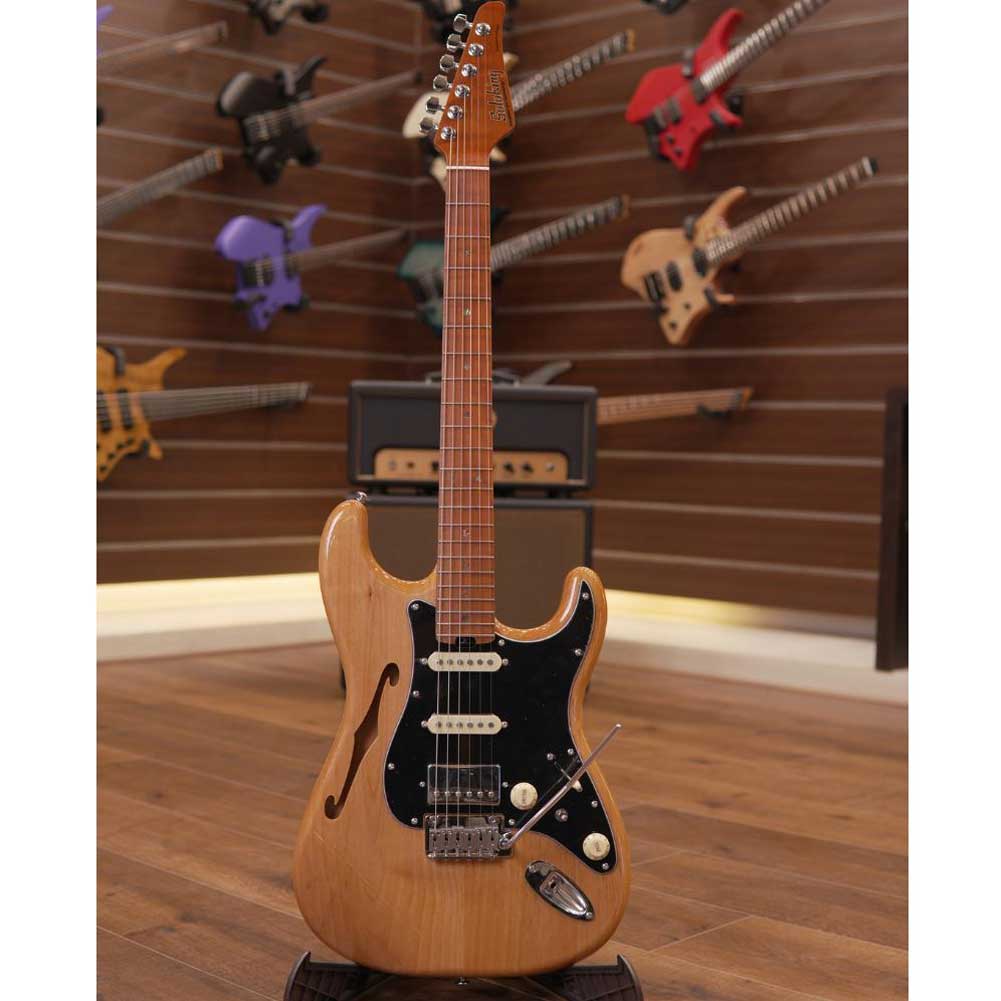 Soloking MS-1 Thinline Artisan FMN with Roasted Flame Neck in Natural Mocha JESCAR with Gig Bag